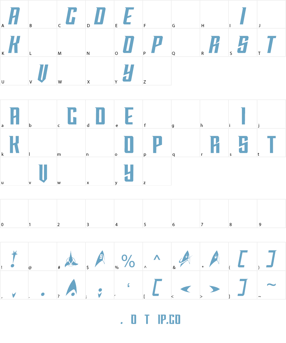 DISCOVERY STAR TYPE Font Character